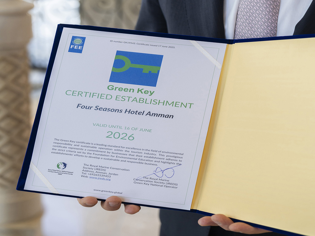 Four Seasons Hotel Amman is officially Green Key certified